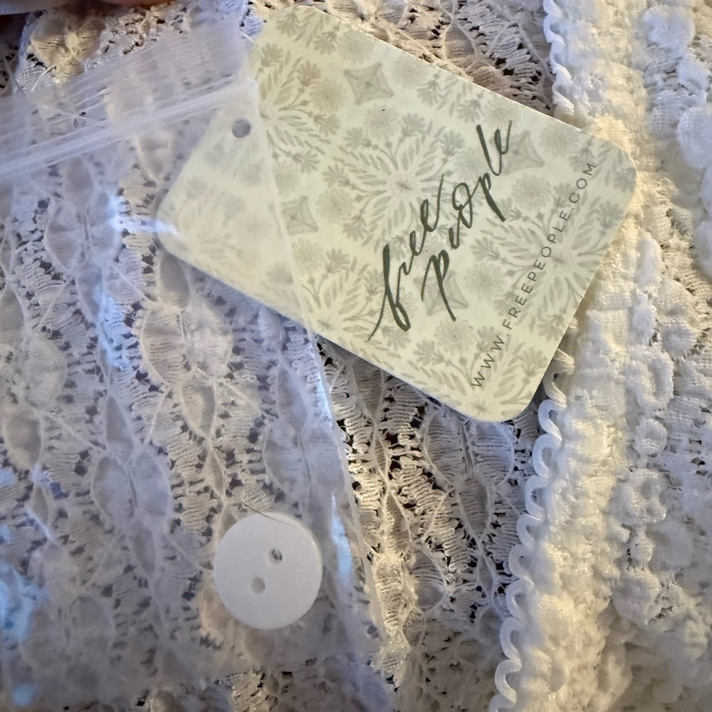 Free People Sheer Lace Button-Front Top – Ivory | Size M | NWT - Picture 9 of 10